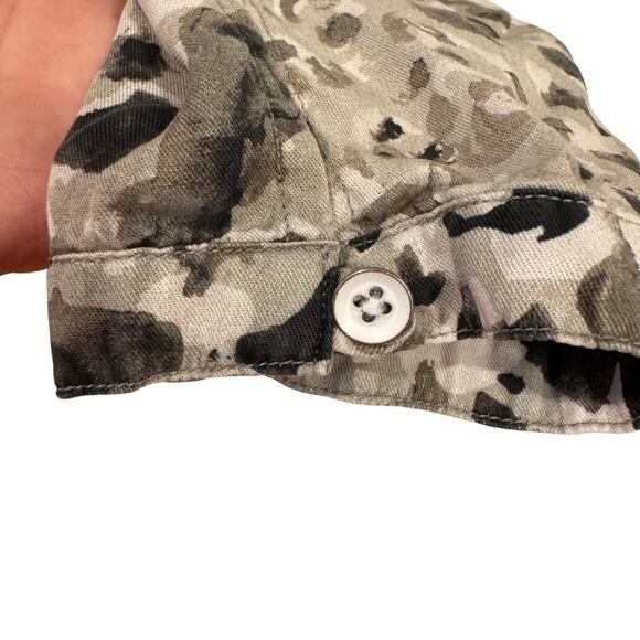 Cloth & Stone for Anthropologie Green Leopard Print Tencel Button-Down Top XL - Picture 4 of 6